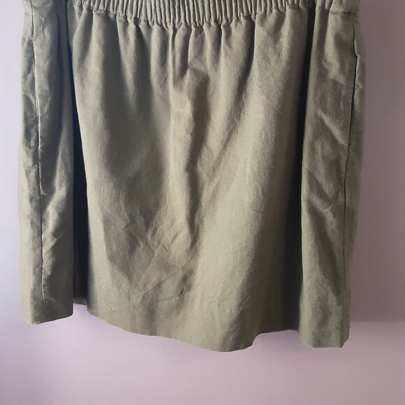 J Crew Khaki Green Elastic Waist Short Skirt Lined Pockets Size 14 - Picture 4 of 8